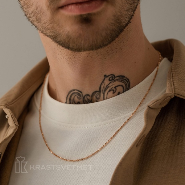 Цепь из красного золота 585, плетение «Сингапур»